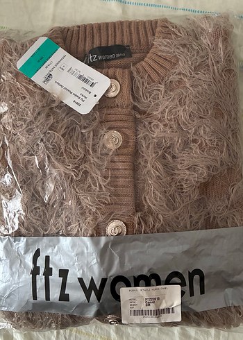 Bisküvi rengi Kısa Kadın püsküllü hırka - Görsel 5