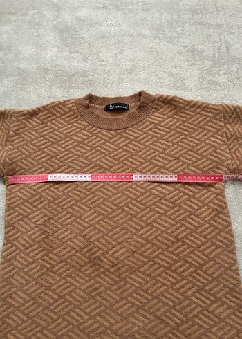 Kadın Kahverengi zigzag desenli kazak - Görsel 4