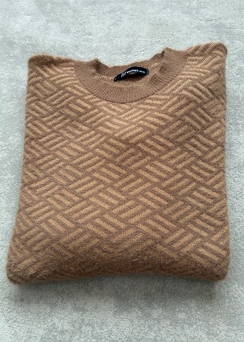 Kadın Kahverengi zigzag desenli kazak - Görsel 5