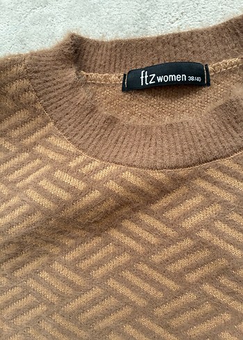 Kadın Kahverengi zigzag desenli kazak - Ana görsel