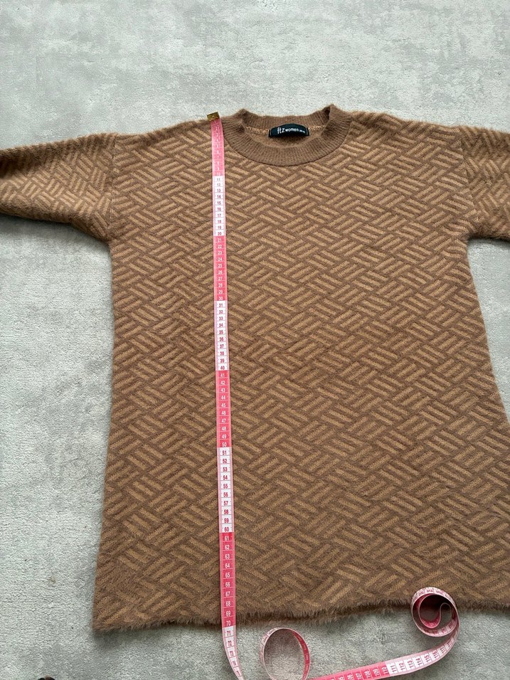 Kadın Kahverengi zigzag desenli kazak - Görsel 3