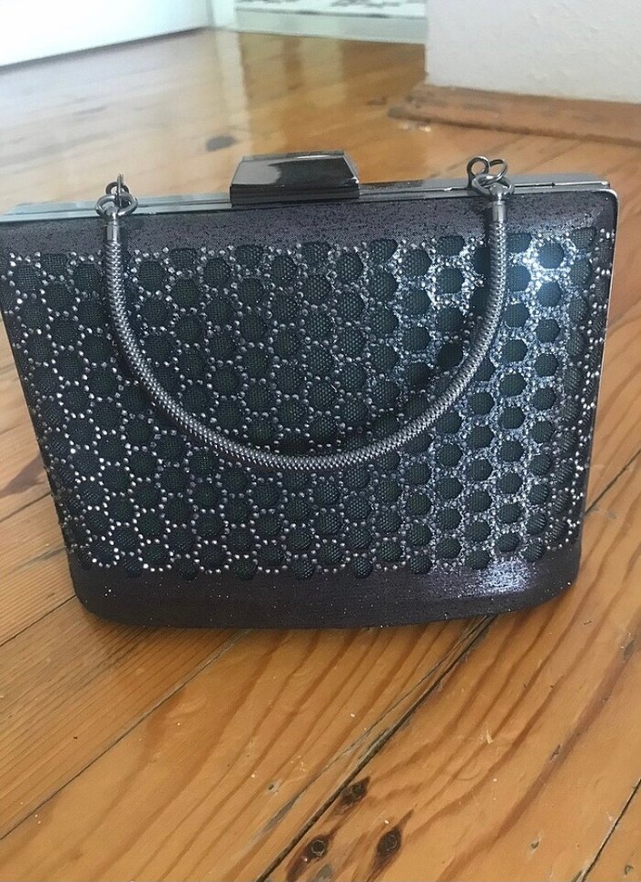 Gri Yılan Desenli Payetli Topuklu Kadın ayakkabı ve çanta - Görsel 4