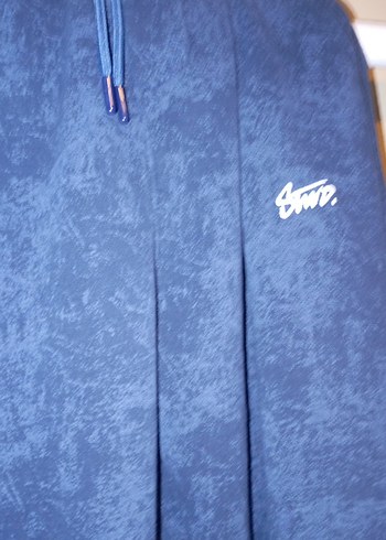 unisex Lacivert Bağlama Desenli eşofman - Görsel 3