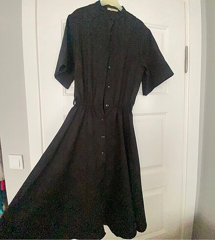 SİYAH KUŞAKLI ELBİSE 36 Beden - Görsel 2