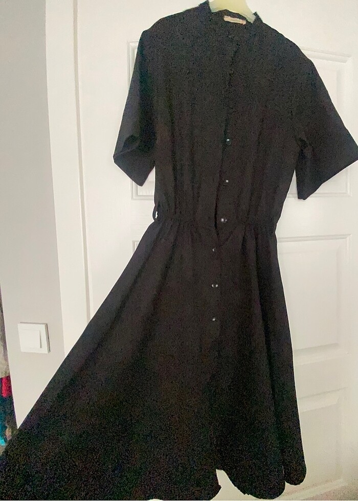 SİYAH KUŞAKLI ELBİSE 36 Beden - Görsel 2