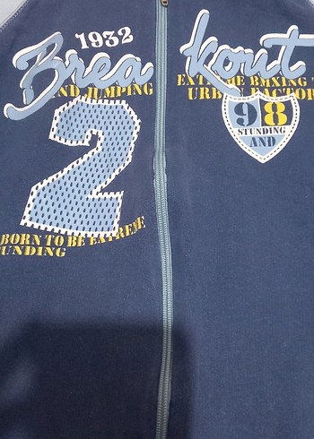 Erkek Çocuk Mavi Fermuarlı Kapüşonlu Sweatshirt - Görsel 2