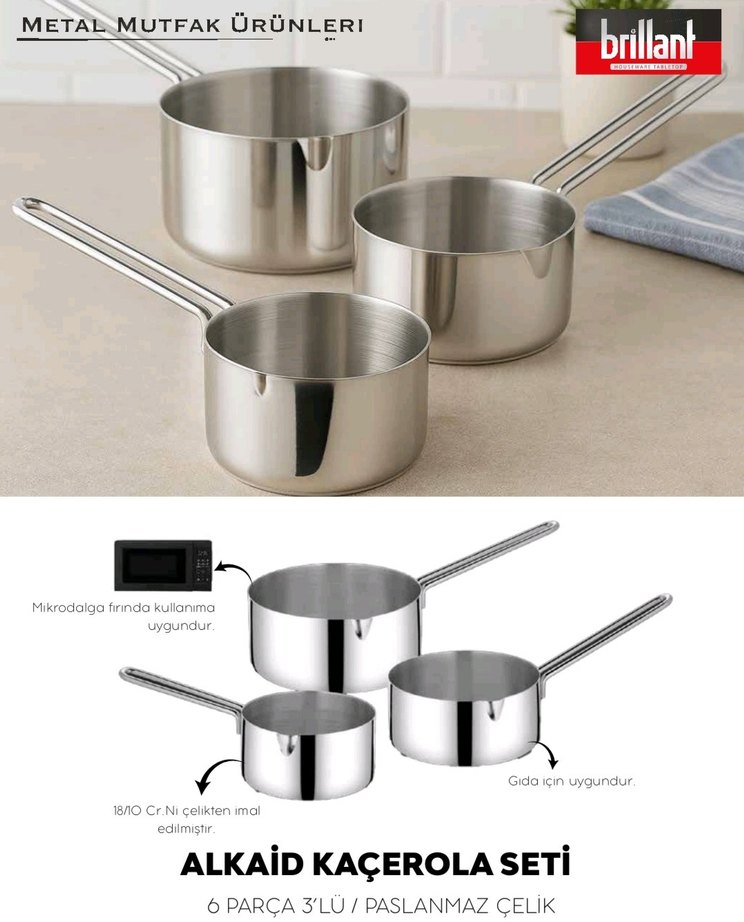Brillant Parlak Beyaz Sos Tenceresi Seti - Görsel 2