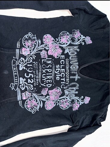 s Beden siyah Renk Fairycore Y2k Desenli Grunge Siyah Kadın Sweatshirt