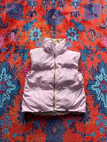 Pembe Pudra Çift Taraflı Y2k Grunge Şişme Yelek