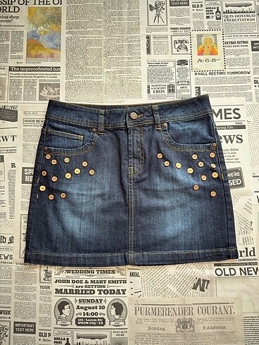 Grunge Düğme Detaylı Y2k Kot Etek