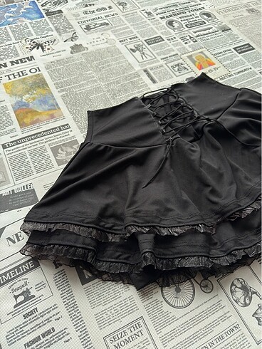 Von Dutch Siyah Belden İpli Gotik Kısa Etek