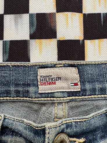 s Beden mavi Renk Tommy Hilfiger Y2k Çizgi Detayku Kısa Kot Şort