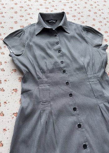 Adil Işık Düğmeli Kısa Kollu Gri Denim Gömlek