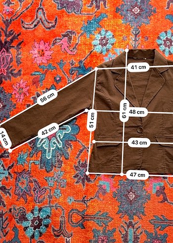 m Beden kahverengi Renk Düğmeli Kahverengi Keten Kadın Blazer Ceket