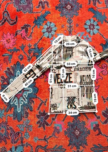 s Beden çeşitli Renk Renkli Baskılı Uzun Kollu Yarım Balıkçı Sweatshirt