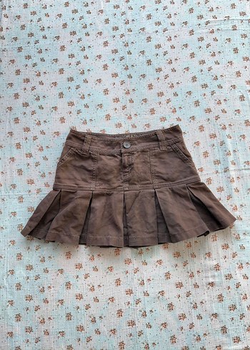 Kadın Kahverengi Grunge Pileli Mini Etek
