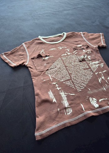 s Beden Grunge Dikiş Detaylı Baskılı Kadın Tişört