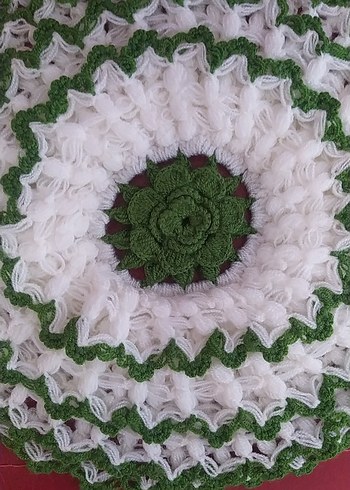 Yeşil Beyaz Örgü banyo lifi - Görsel 2