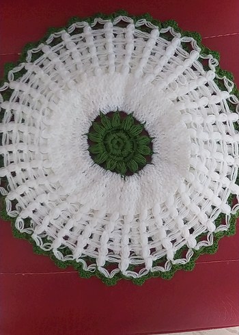 Yeşil Beyaz Örgü banyo lifi - Görsel 3