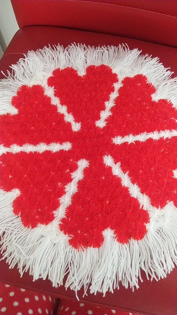 Nakışlı Kırmızı Renkli Banyo lifi kanaviçe - Görsel 2