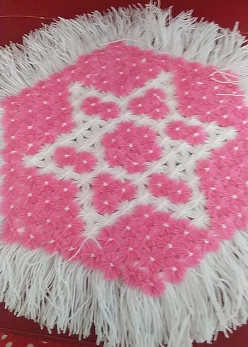 Pembe Nakışlı Renkli Banyo lifi kanaviçe - Görsel 4