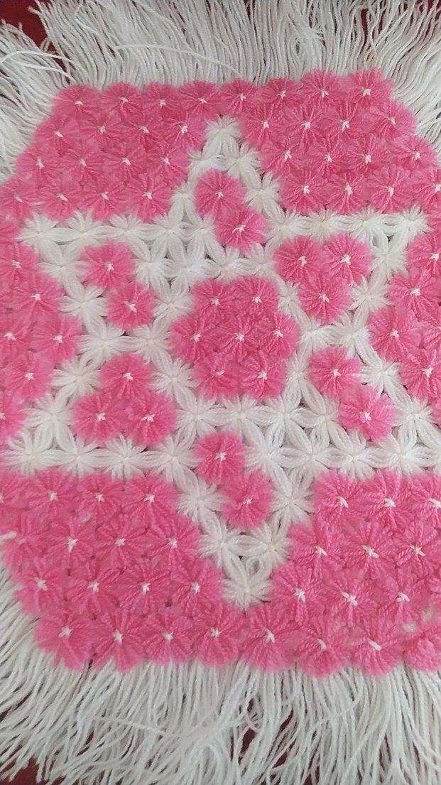 Pembe Nakışlı Renkli Banyo lifi kanaviçe - Görsel 2