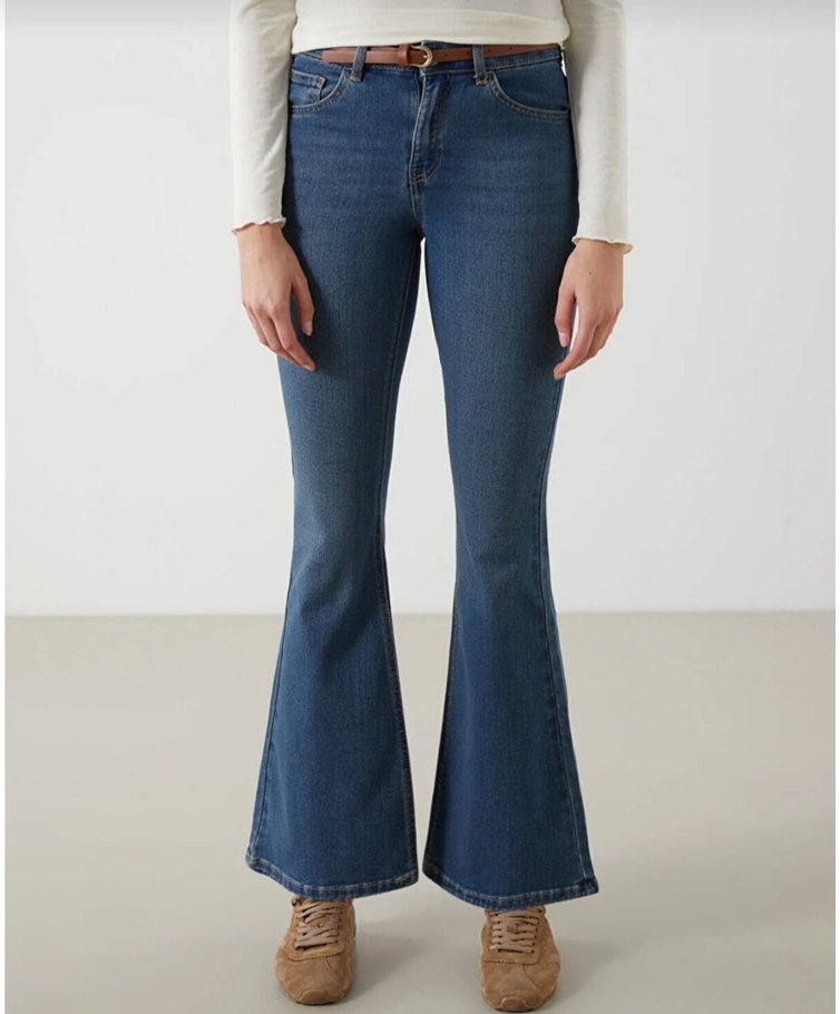 İspanyol paça Kadın Kot Pantolon - Görsel 2