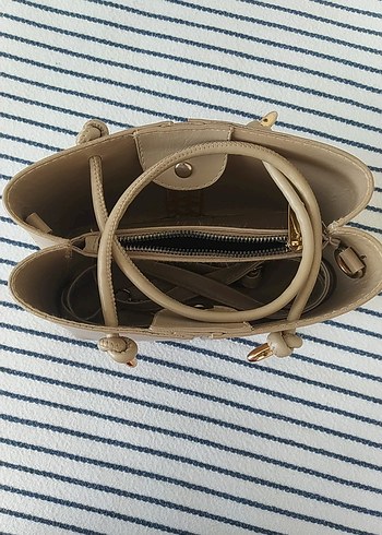 Bej Deri Kadın Omuz Çantası - Görsel 3