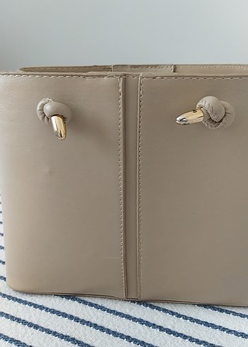 Bej Deri Kadın Omuz Çantası - Görsel 2