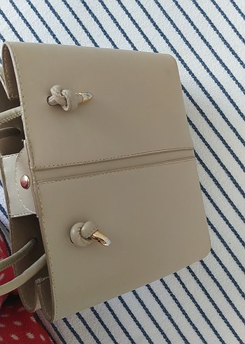 Bej Deri Kadın Omuz Çantası - Görsel 5