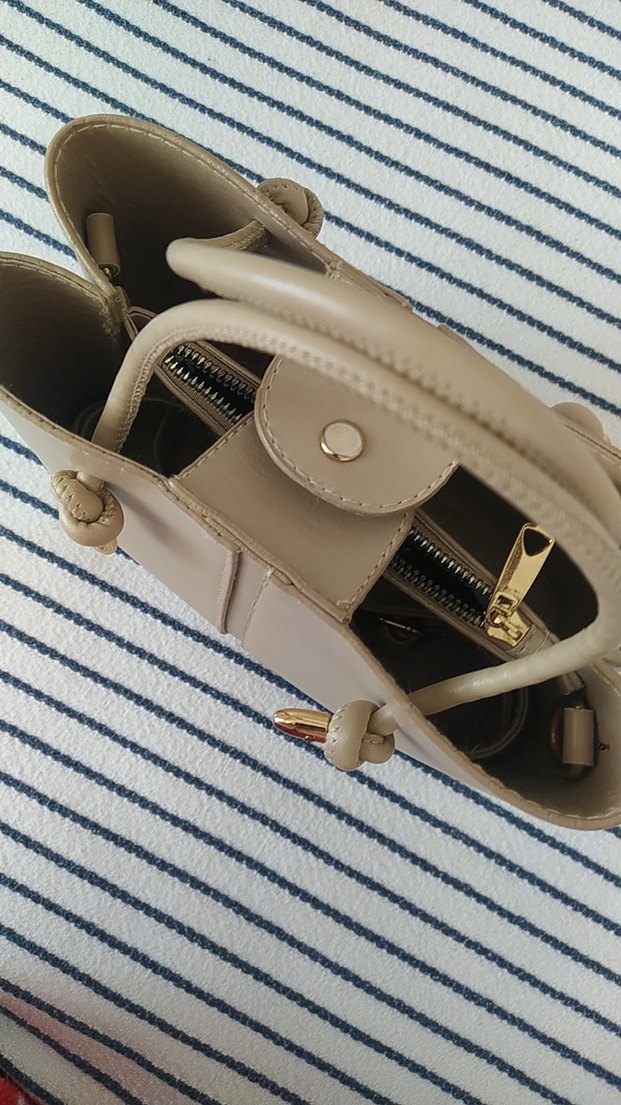 Bej Deri Kadın Omuz Çantası - Görsel 4