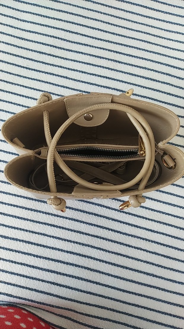 Bej Deri Kadın Omuz Çantası - Görsel 3