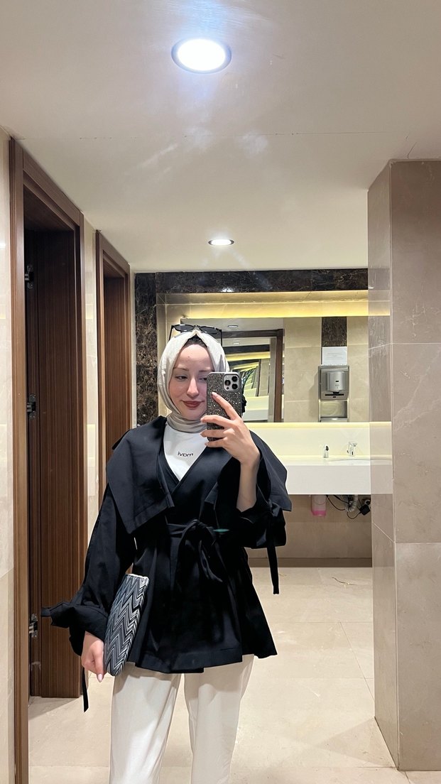 Siyah trençkot - Görsel 4