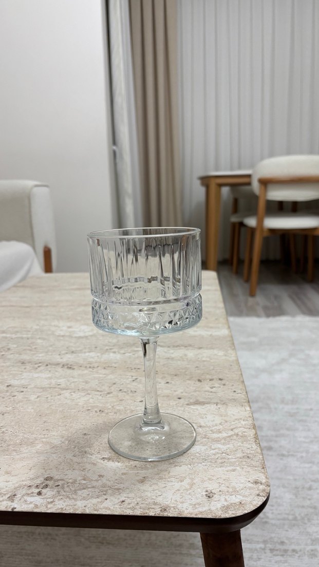 6lı Bej ve Gri Desenli Ayaklı Kadeh - Görsel 2