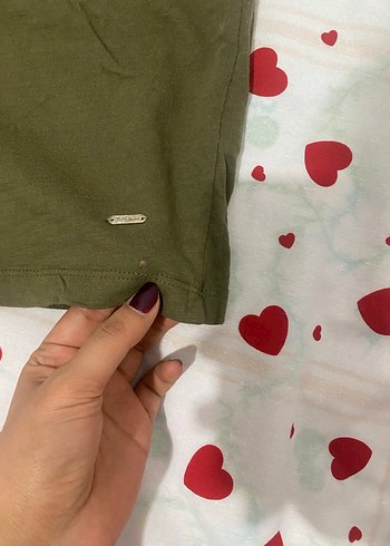 Haki Basic Hamile Tişörtü, Yuvarlak Yaka, Kısa Kollu - Görsel 2