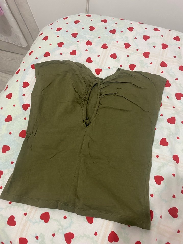 Haki Basic Hamile Tişörtü, Yuvarlak Yaka, Kısa Kollu - Görsel 3