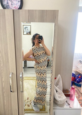 Diğer Kadın Bohem Zebra Desenli Uzun Tulum