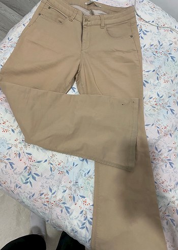 Bej Kadın Kumaş Pantolon Midi Boy