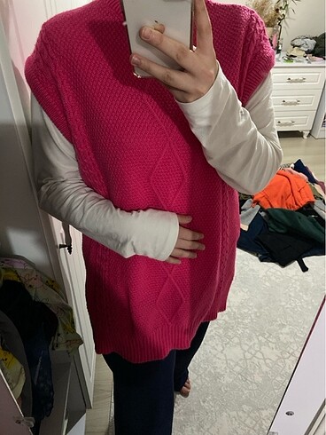 xl Beden pembe Renk Pembe Tunik Süveter