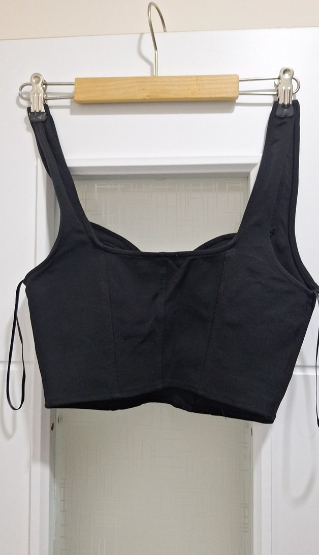 Siyah Süet Strappy Büstiyer - Görsel 2