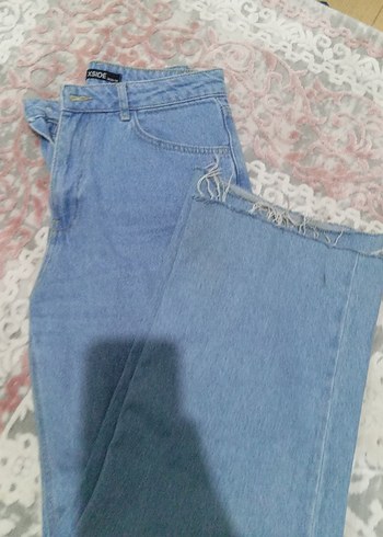 Kadın Mavi Salaş Denim Pantolon