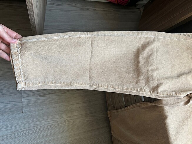 s Beden camel Renk Etiketli mango mom jean