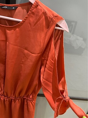 Defacto Kiremit turuncu rengi elbise