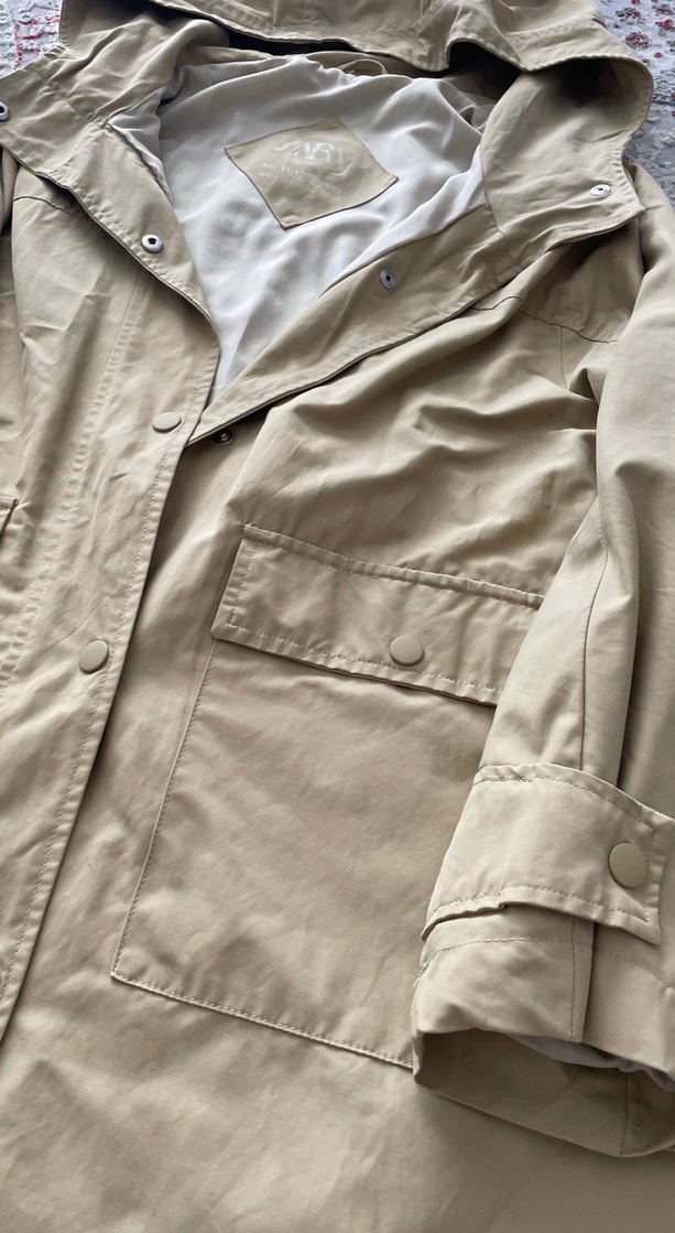 Bej Midi Kadın Çocuk Trençkot Kapüşonlu - Görsel 3