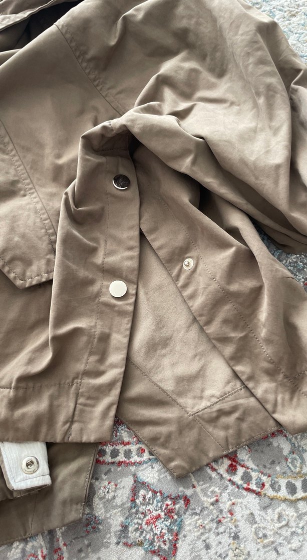 Zara Marka Bej Kadın Kapüşonlu Midi Trençkot - Görsel 3