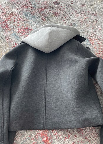 Gri Midi Zara Marka Kapüşonlu Ceket - Görsel 5