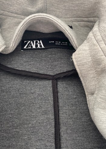 Gri Midi Zara Marka Kapüşonlu Ceket - Görsel 3