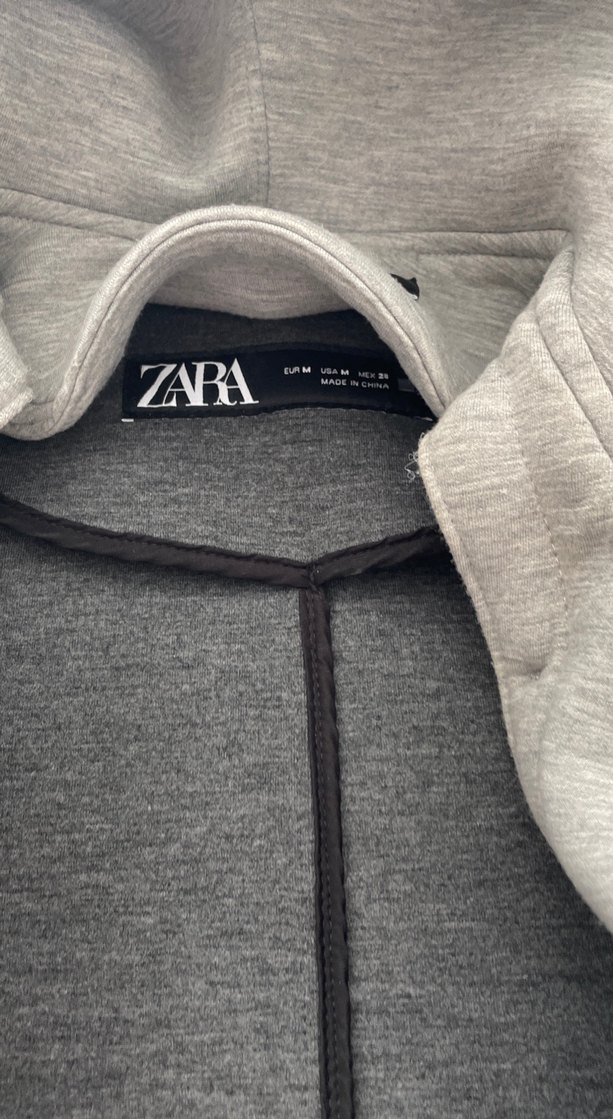 Gri Midi Zara Marka Kapüşonlu Ceket - Görsel 3