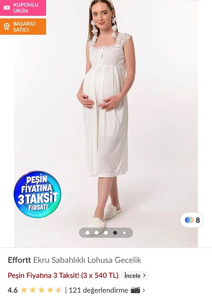 Dantelli Sabahlıklı Lohusa Gecelik - Görsel 4