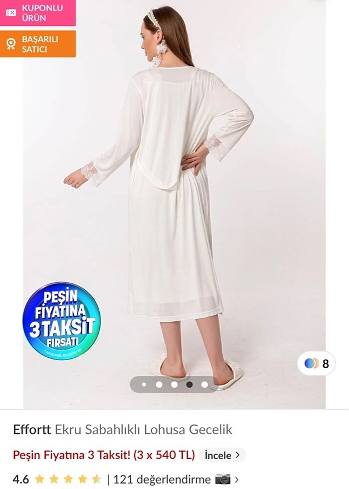 Dantelli Sabahlıklı Lohusa Gecelik - Görsel 5